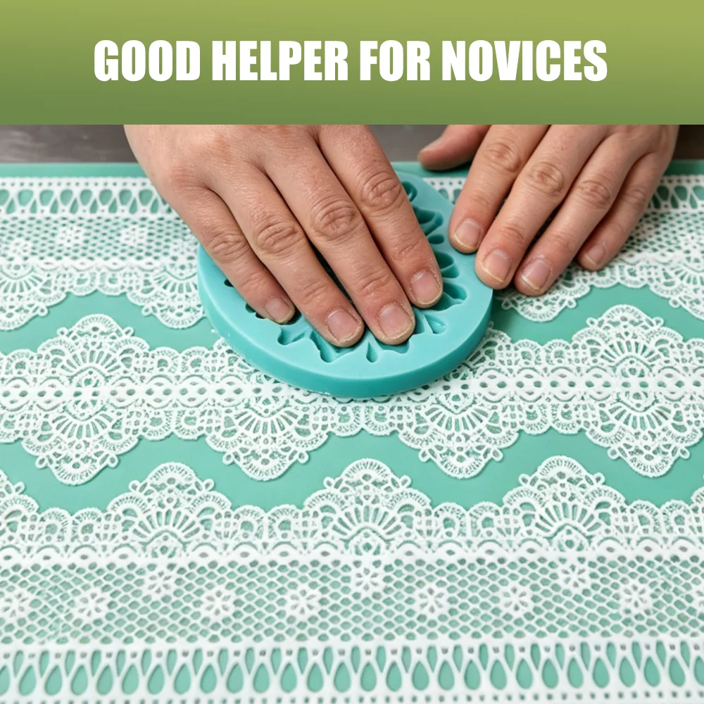 2 Pattern Large Size Silicone Lace Mat Cake Decor Fondant Lace Impression Texture Mat Cakes Lace Decorating