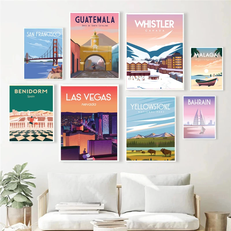 

City Travel Landscape Spain Australia Singapore Mexico Agra Print Art Canvas Poster For Living Room Decor Home Wall Picture