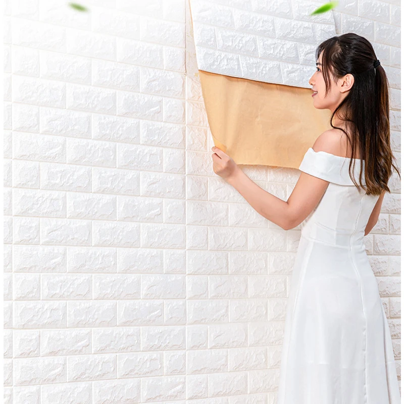 DIY 3D Brick PE Foam Wallpaper Panels Room Stone Decoration Embossed DIY Self Adhensive 3D Brick Wall Stickers