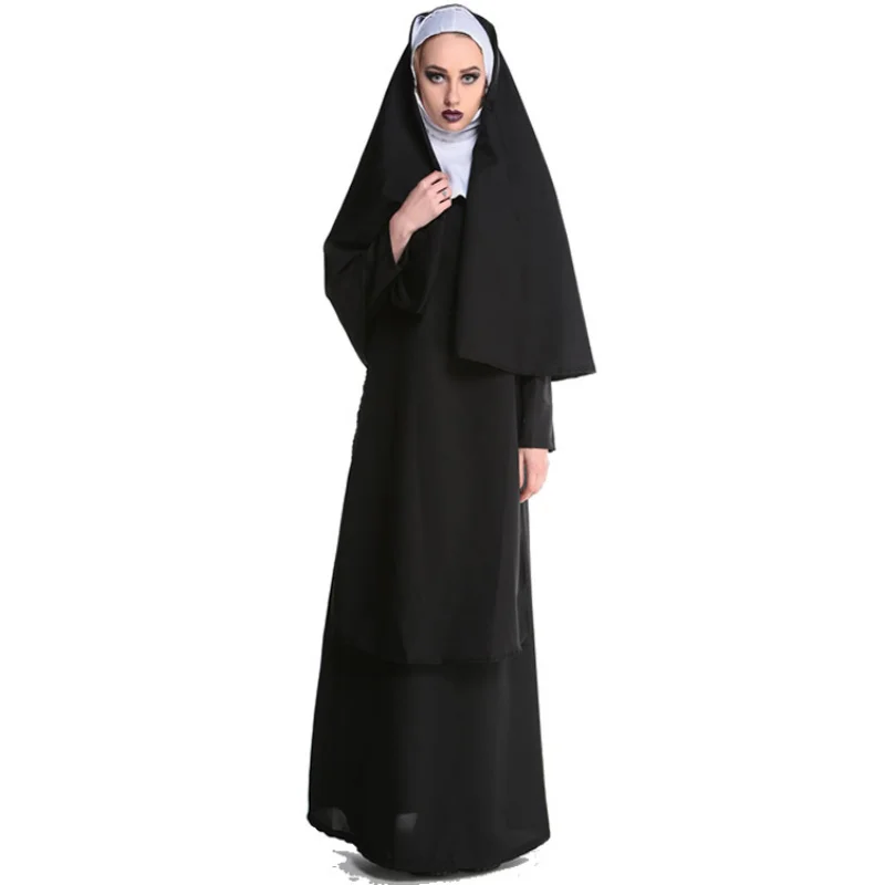 Halloween Nun Costume Adult Female Carnival Masquerade Dance Role Play Stage Costume Halloween Performance Costume