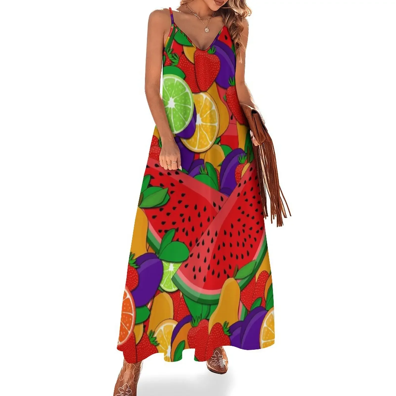 

Summer fruits Sleeveless Dress evening dress Long dress summer 2024 women summer korean women