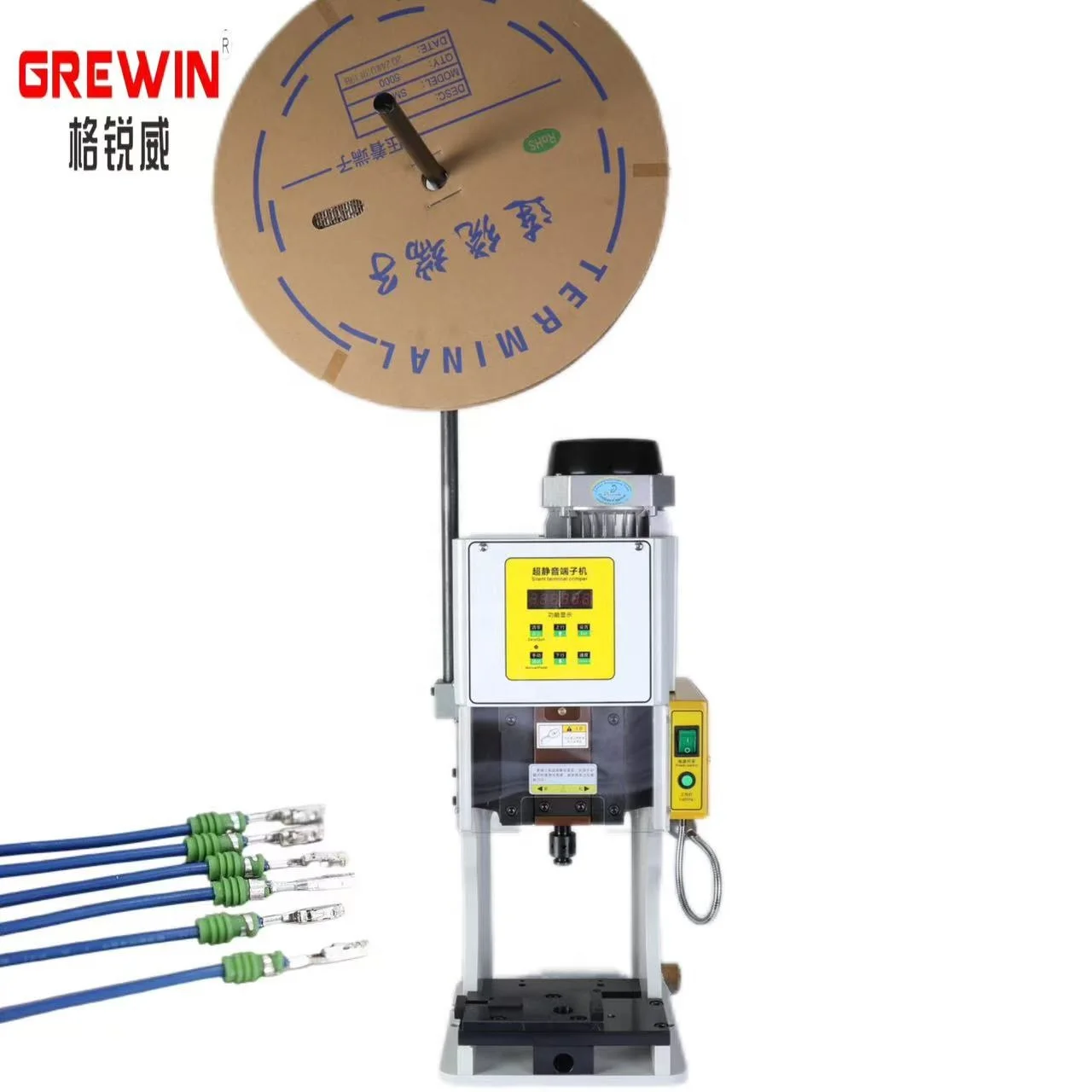 55kg Speed Adjustable Electrical Wire Crimper Benchtop Press Dupont Terminal Connector Crimping Machine 1.5Ton GRW-15T