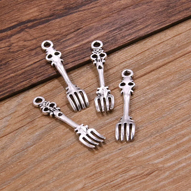 20PCS 2 Styles Two Colors Hollowed Out Spoon Fork Pendants Tableware Kitchen Charms For DIY Necklace Bracelet Jewelry Making