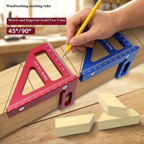 1pcs Multifunctional Aluminum Woodworking Marking Ruler Carpenter Line Scribing Gauge Angle Square Measuring Layout Hand Tool