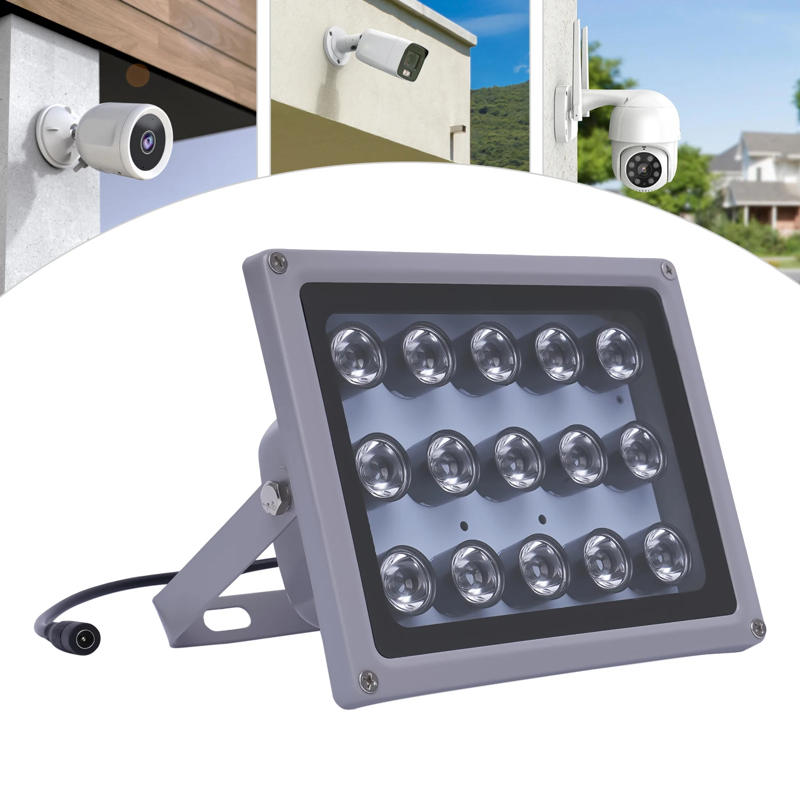 Illuminatore a infrarossi da 30 W 15 perline LED Distanza di visione notturna da 100 m Lunghezza d'onda 850 nm Alimentatore DC12V Alluminio impermeabile