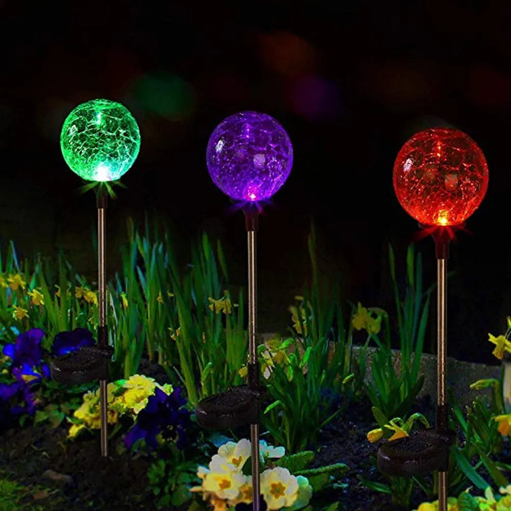 

Solar Glass Ball Color Changing LED Lawn Lamp Outdoor Garden Yard Pathway Landscape Waterproof Ground Plug Light