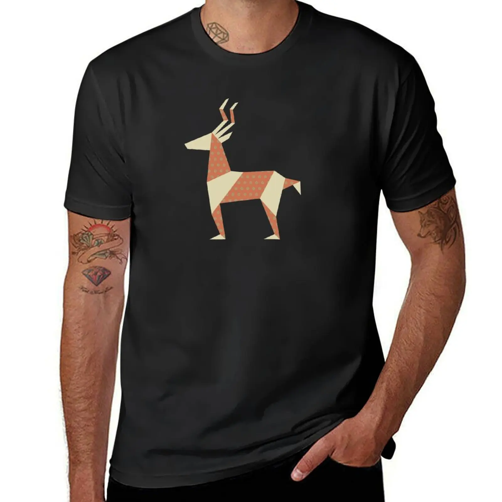 Origami Deer T-shirt for a boy vintage clothes customizeds Men's t-shirts