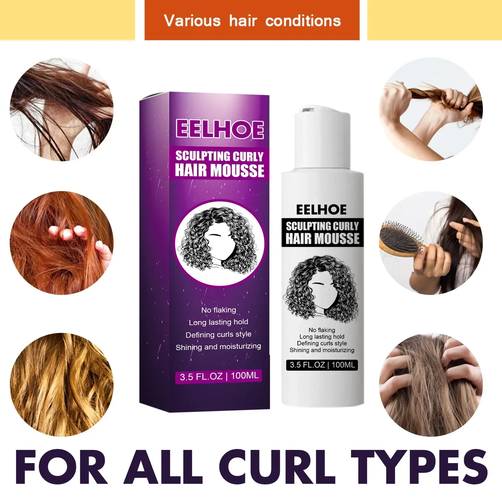 

Curly Hair Styling Elastin Curly Hair Moisturizing Curls Hair Products - Anti-Frizz Curl Enhancers for Defined and Bouncy Curls