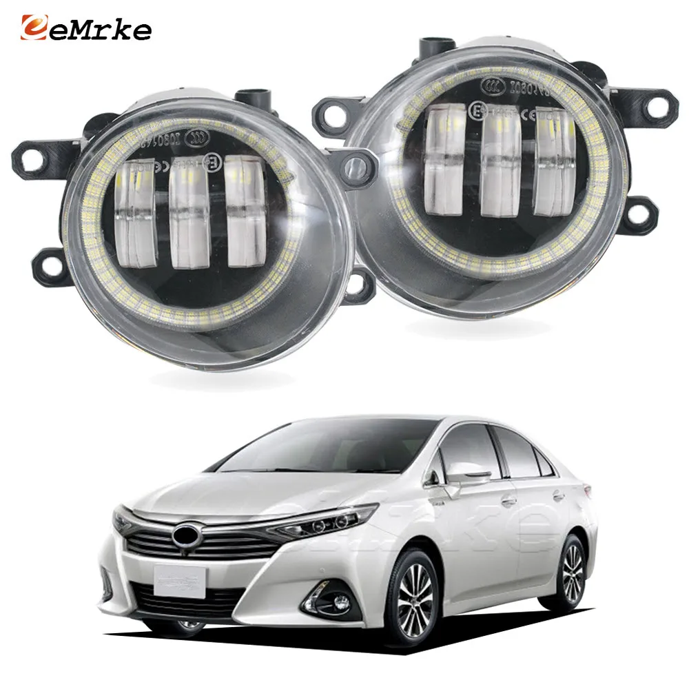 Led Fog Lights PTF for Toyota Sai K10 2010 2011 2012 2013 2014 2015 2016 2017 2018 with Lens Angel Eyes Ring Driving Car DRL