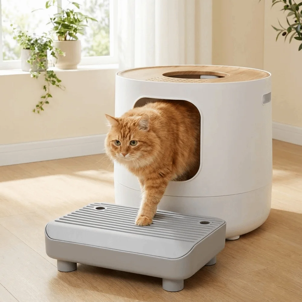 Double Layer Cat Step Filter Pedal Non Slip Plastic Pet Pedal Step Stool Splash-proof Cat Litter Box Step Easy Cleaning