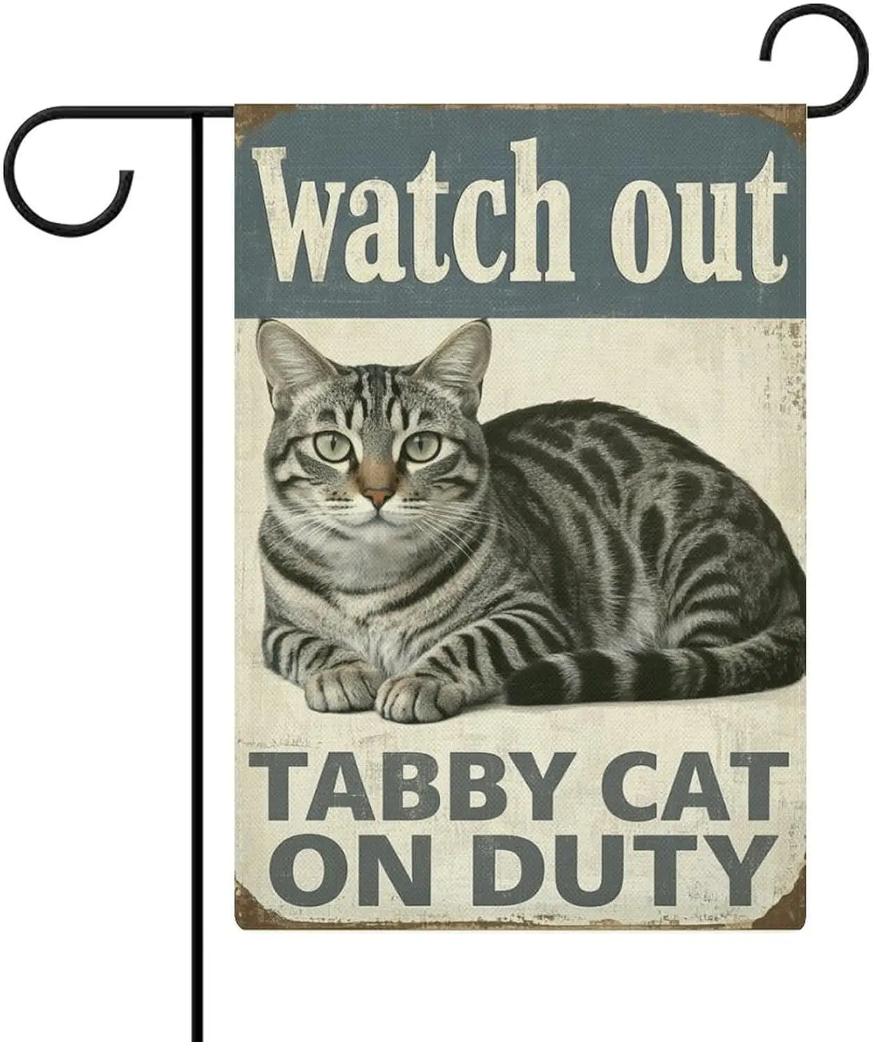 Tabby Cat Watch Out Garden Flag 12 X 18 Inches, All-Season, Small Welcome Flag ZZM