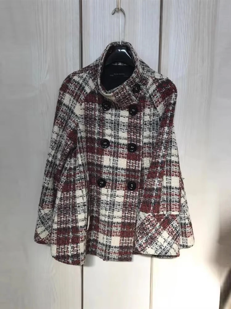 

Elegant Warm Stand Collar Coat Female Double Breasted Long Sleeves Loose Coats Versatile Casual Women's New Early Autumn Coats