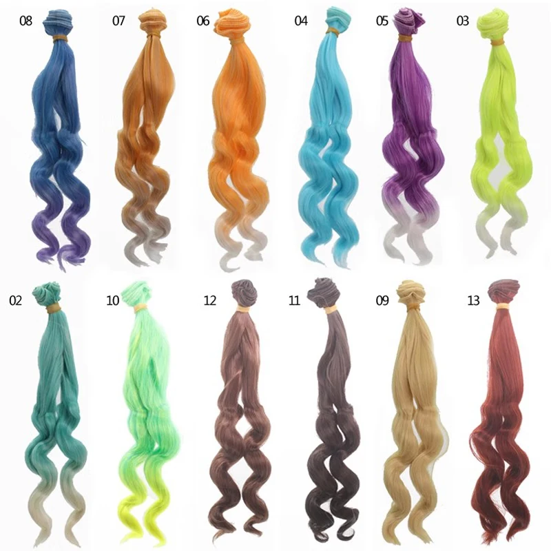 Russian DIY doll hair 20 cm high temperature heat resistant  Curly hair for 1/3 1/4 1/6 BJD diy wavy doll hair
