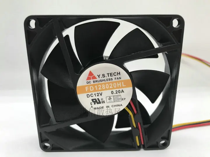 

Y.S TECH FD128020HL DC 12V 0.20A 80x80x20mm 3-Wire 80mm Cooling Fan