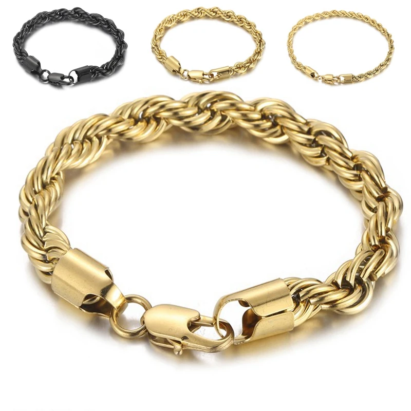 Kalen 4/5//8mm Twisted Chain Armband Mode Herren Damen einfache Edelstahl Armband Großhandel Geschenk polierten Schmuck