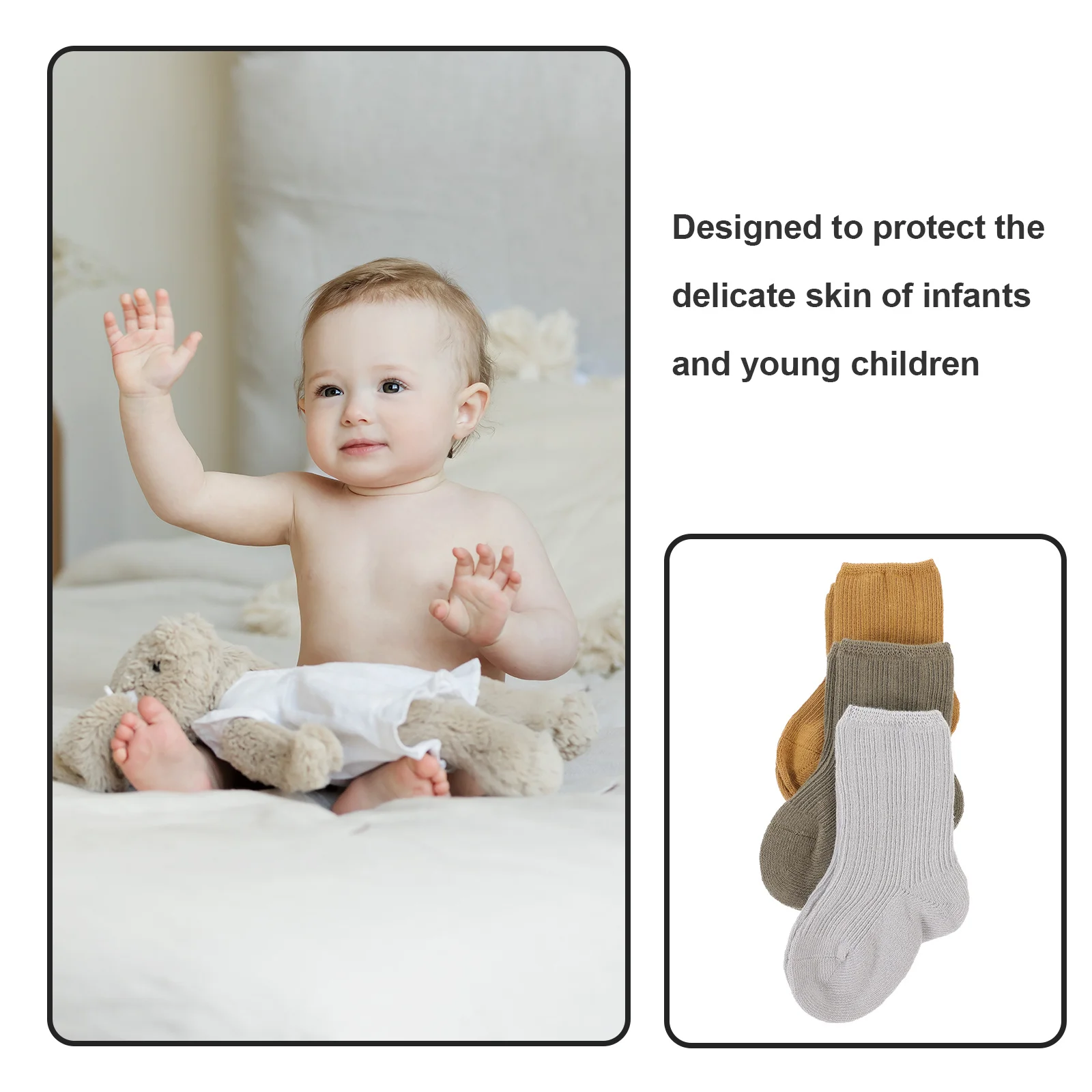 3 Paar Baby-Mittelrohrsocken, atmungsaktiv, bequem, warm, für Neugeborene, Kleinkinder, Frühling und Herbst, rutschfeste Baby-Wintersocken