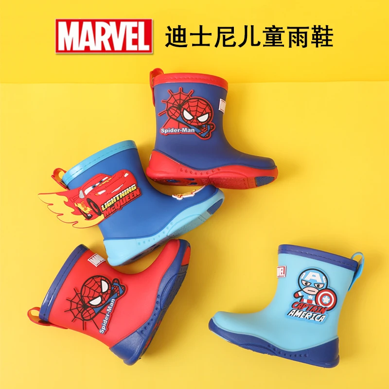 Marvel Spiderman rain boots student cartoon rain boots mid-calf waterproof non-slip outdoor water shoes creative holiday gift