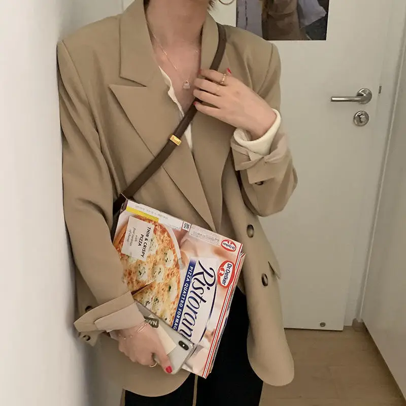 Women'S Cropped Coat New In External Clothes Crop Blazer Woman Girlish Good-Looking Girly Heart-Breasted Breast Three-Quarters