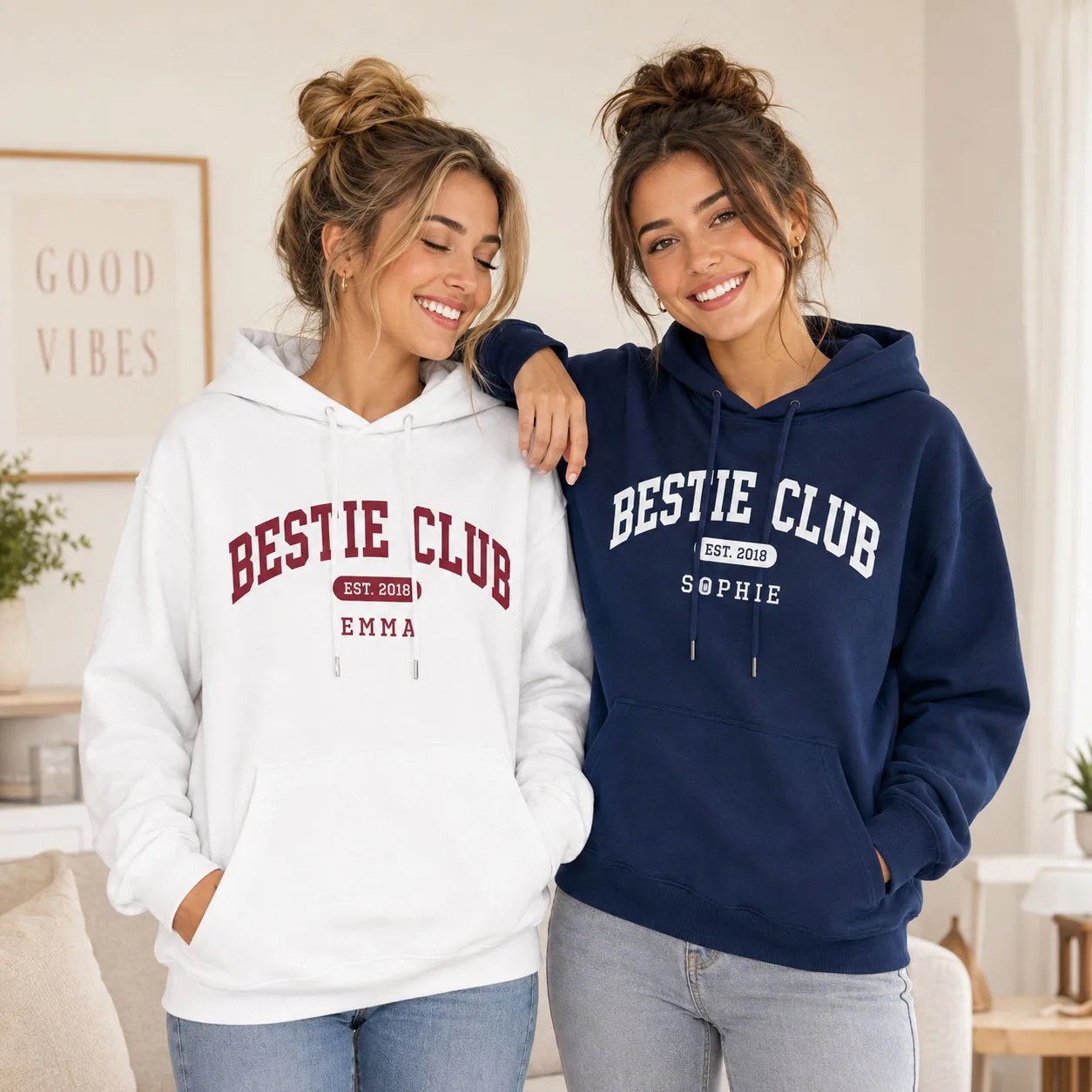Custom Bestie Photo Hoodie Personalized Friendship Sweatshirt For Women Girls Sister Gift Birthday Christmas Memory Hoodie