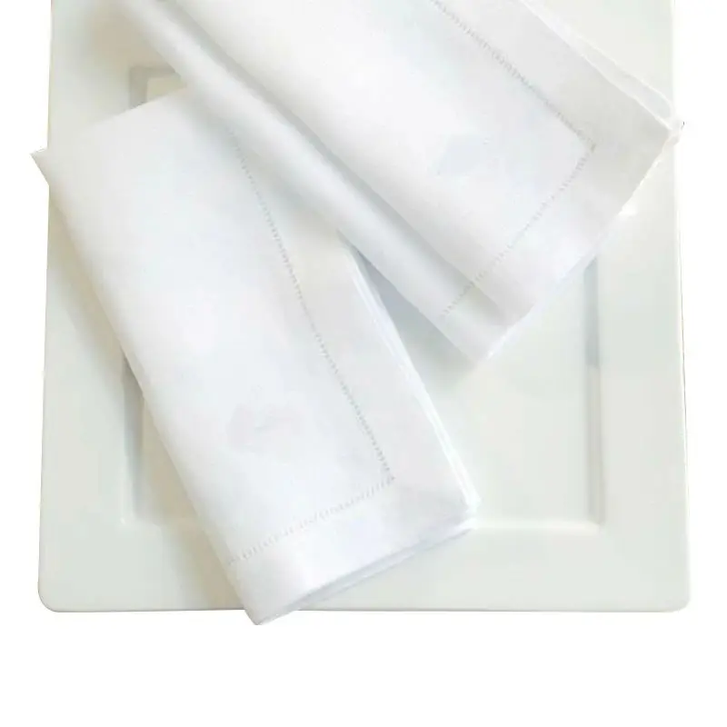 12개 테이블 냅킨 웨딩 파티 디너 테이블 화이트 천 냅킨 레스토랑 홈 냅킨 면 린넨 손수건 4가지 사이즈