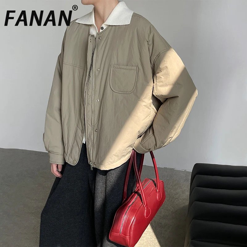 

FANAN хлопковые пальто в корейском стиле для женщин, однобортные однобортные толстые теплые пальто с круглым вырезом, одежда в стиле минимализм, новинка зимы 2023 г.