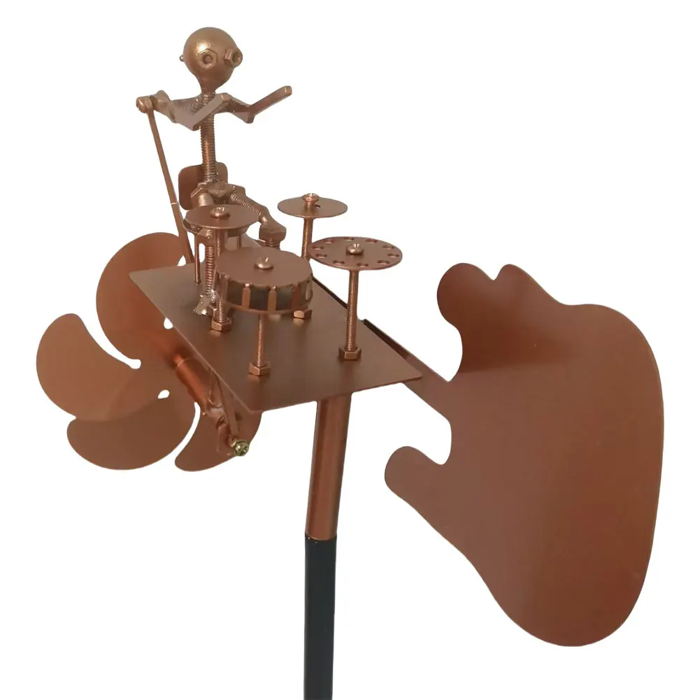 المعادن الرياح سبينر المعادن الطبال طاحونة تمثال قرع الموسيقى التماثيل والتماثيل لساحة الحديقة حديقة فناء ديكور #2