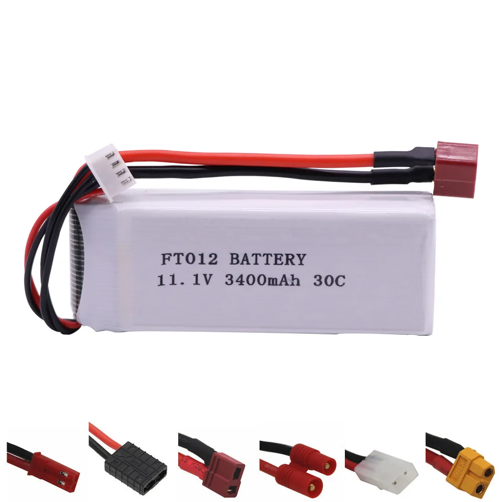 11.1V 3400mah Lipo Battery For Feilun FT012 Huanqi 734 RC toys boat Helicopter Parts 11.1 V lipo battery T/JST/XT60/L6.2-2P Plug