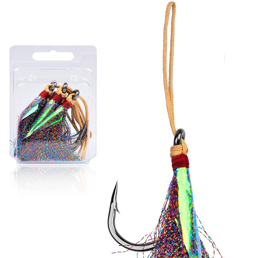 

Carbon Steel Slow Jigging Hooks Strong Sharp Fishing Lure Assist Hooks High Strength Barbed Single Jig Hooks Fishing Lure