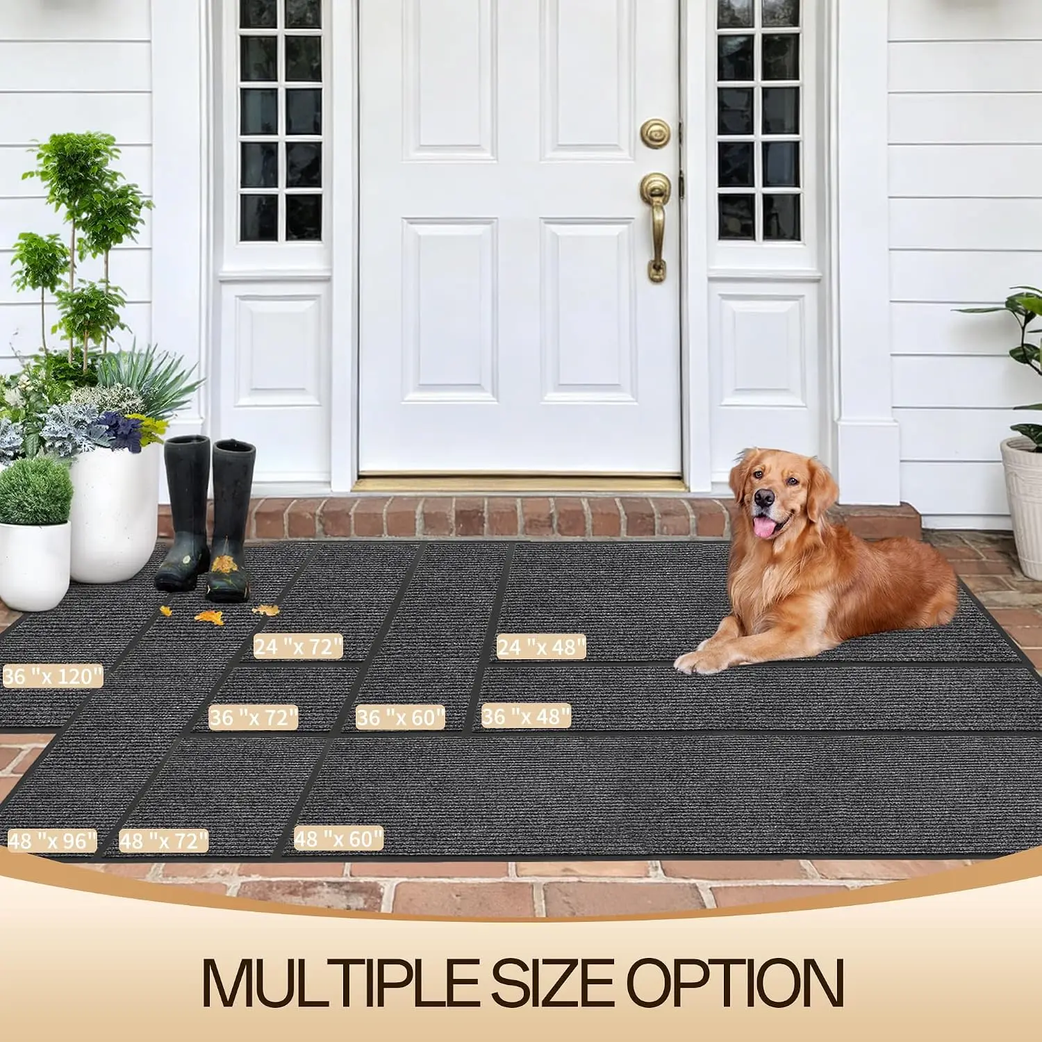 Waterproof Heavy-Duty Entryway Doormat, 3' x 5' Front Door Mat for Indoor and Outdoor Use