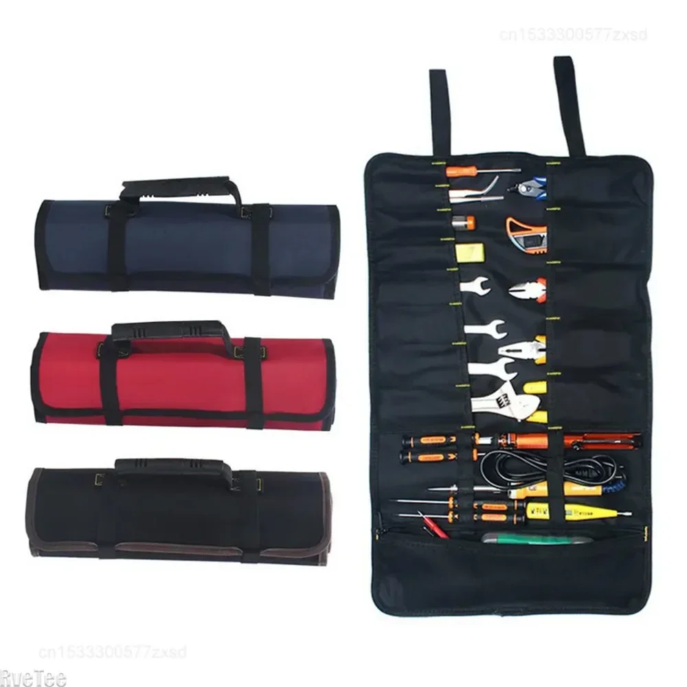 Multifunction Roller Tool Bags Practical Oxford Canvas Handles Bags Electrician Chisel Carrying Toolkit Instrument Package Case