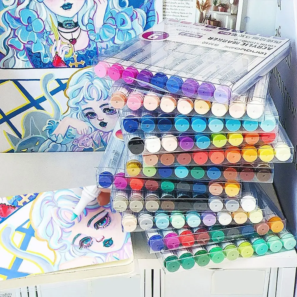 

9 цветов акриловый маркер, быстросохнущая гладкая цветная ручка для письма, штабелируемая цветная художественная канцелярская художественная акварельная ручка, граффити