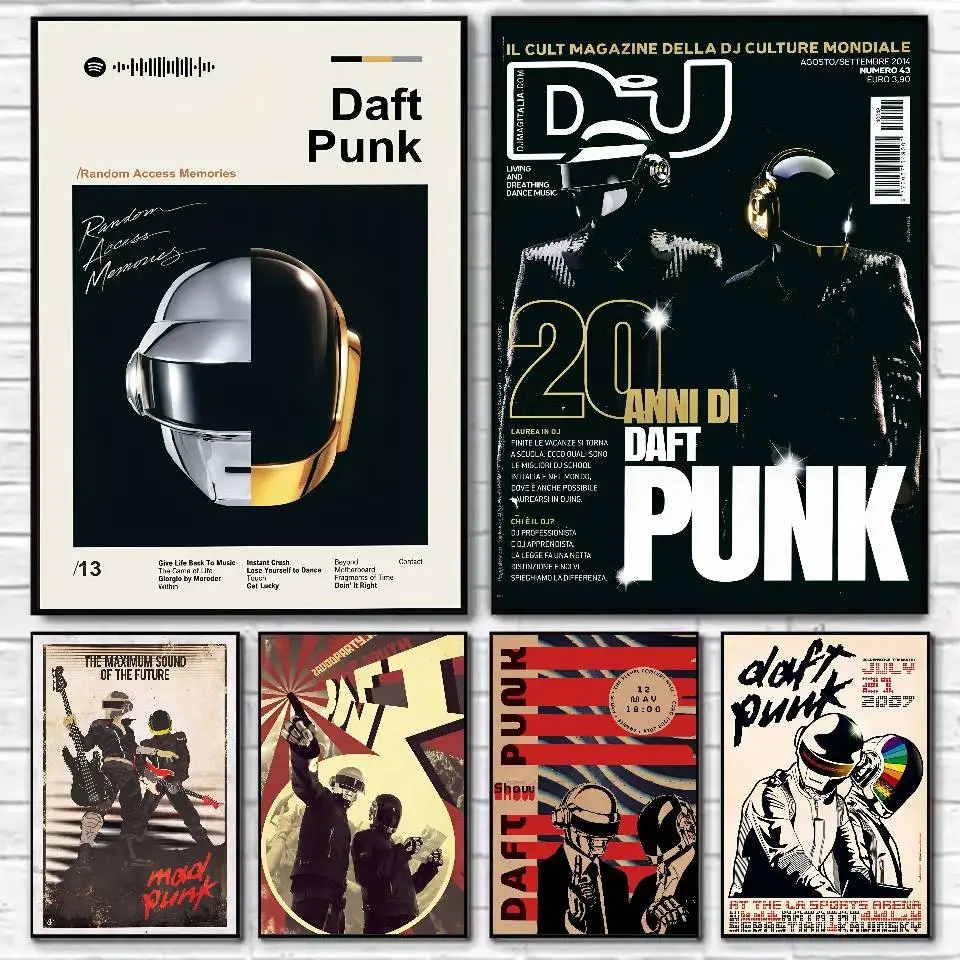 Around The World Daft Punk Poster HD Home Decor Sticky Wall Waterproof Home Living Room Bar Aesthetic Decor