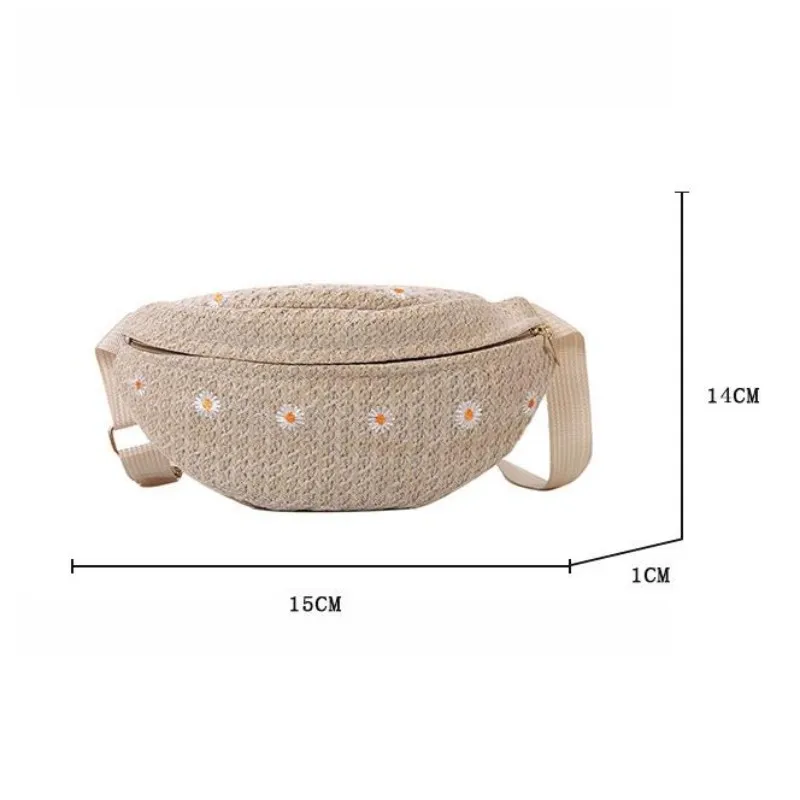 Women's Waist Bag Straw Woven Ladies Shoulder Crossbody Bags for Women 2023 Summer Fanny Pack Fashion Phone Female Chest Bag