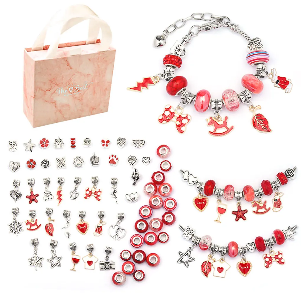 Children Bracelet Necklace Making Kit Alloy Jewelry DIY Beads Adjustable Chain Set Thanks-giving Handicraft Accessory