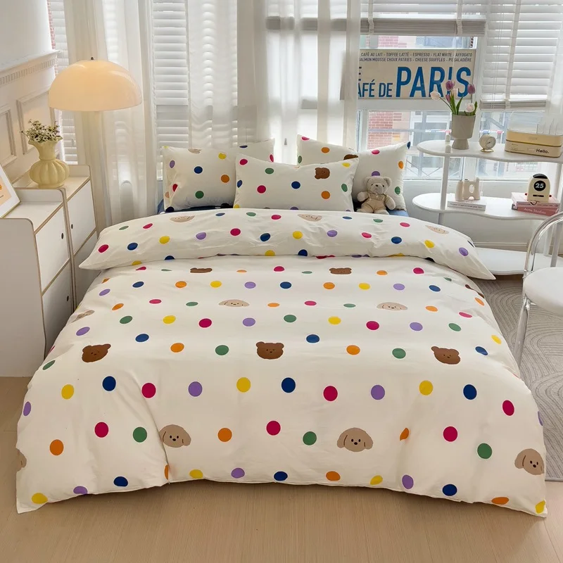 

New AB version Q cute all cotton 13372 cartoon printed four piece set pure cotton bed sheet set bedding