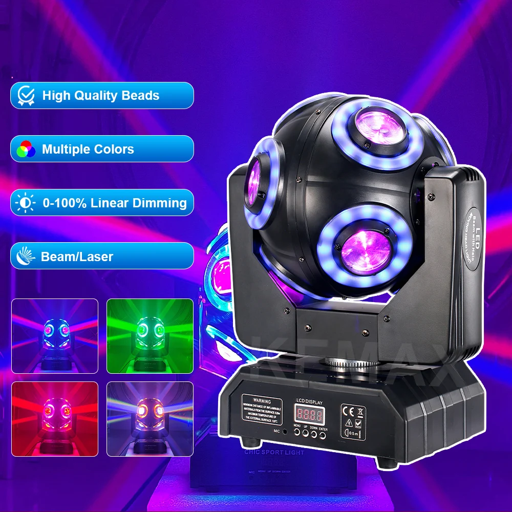 

150W LED Moving Head Disco Lights Ball Rotating RGBW Party DJ Light DMX Beam Strobe Stage Lighting for Nightclub Wedding Bar