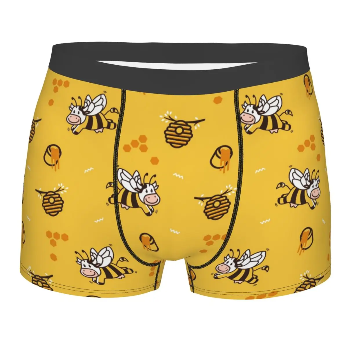 

Custom Male Cool Happy Cartoon Cow Bees Underwear Boxer Briefs Men Breathable Shorts Panties Underpants