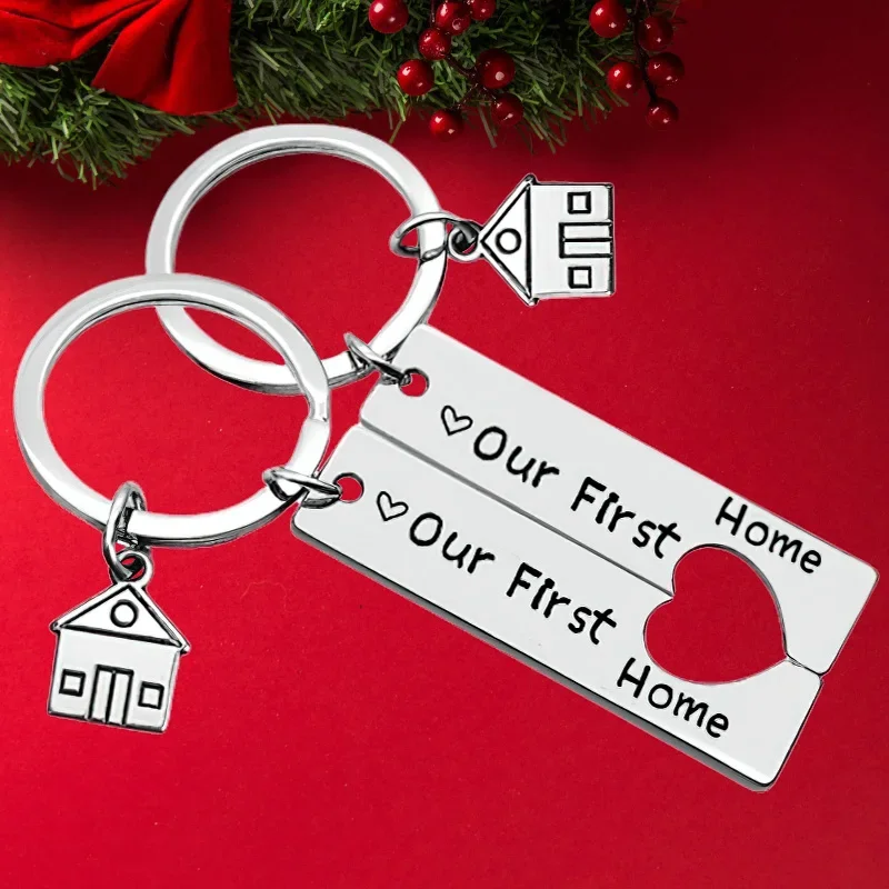 Hot 2 Pcs New Home Keychain Pendant  Our First Home Key Chains Keyrings Housewarming Gifts Real Estate Agent Gift