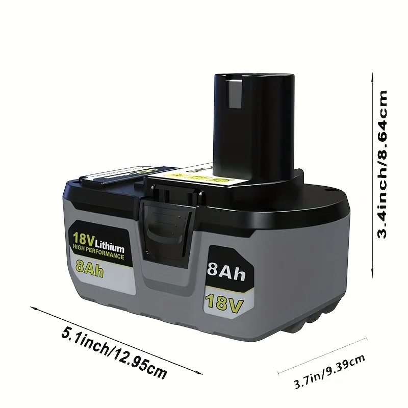 Verbessertes Set mit 8,0-Ah-Ersatzbatterien für Ryobi One+P108 18V, inklusive P108/P109/P107/P105/P104/P103/PBP005 – Detail 1