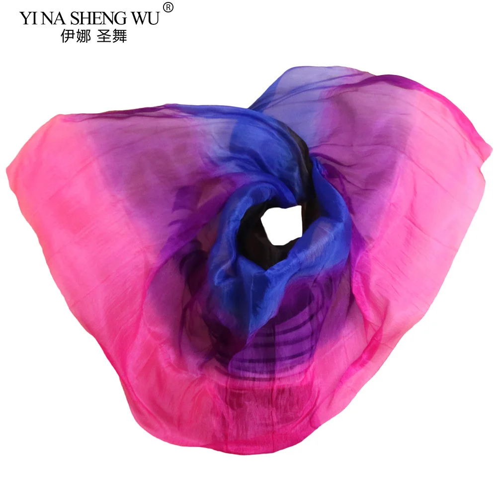 1 قطعة 100% الحرير الحقيقي الرقص الشرقي الدعائم مرحلة الأداء الحجاب ارتفع + الأرجواني + الأزرق الملكي + الأسود الرقص الشرقي الحرير الحجاب 250/270 سم * 114 سم #4