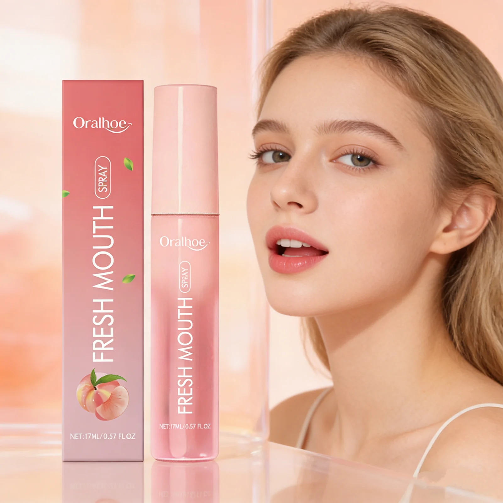 

Probiotic Breath Freshener Spray Peach Mint Flavor Remove Oral Odor Instant Refreshing Mouth Adult Travel-Sized Oral Fresh Spray