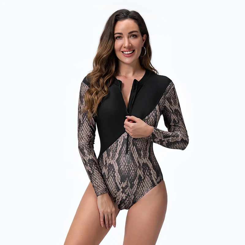 

Women Swimming Suit Long Sleeves Sexy Padded Vintage Summer Beach Wear Sports Bathing Suit Print