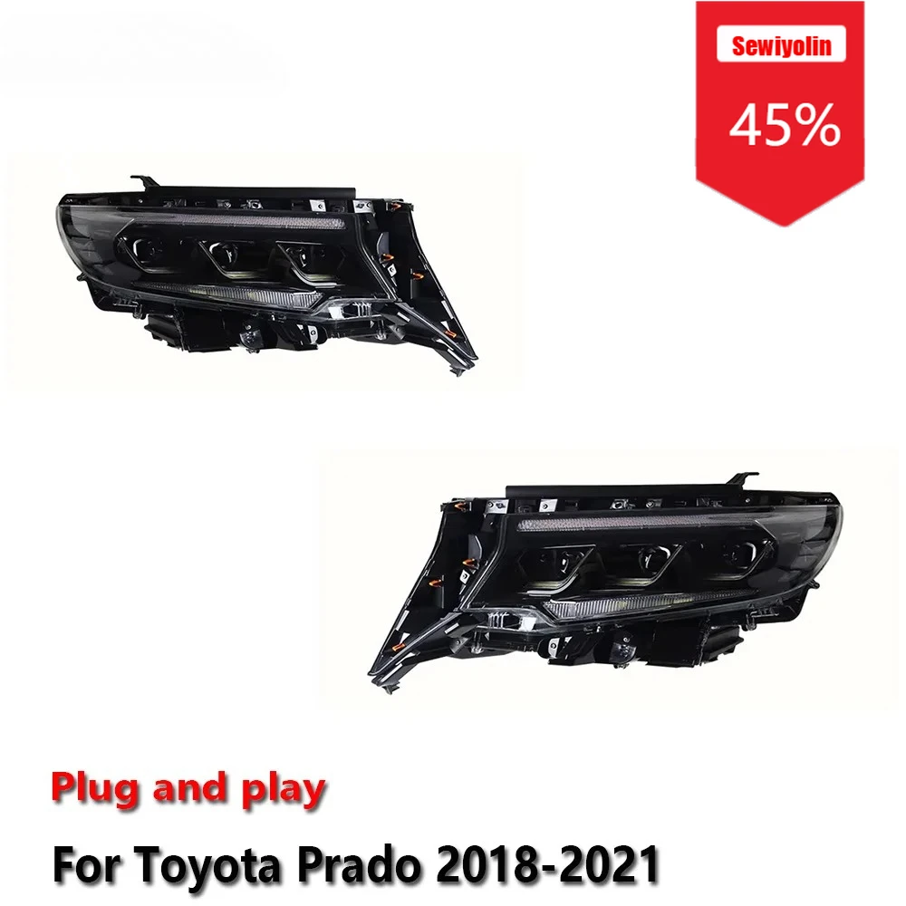 

Sewiyolin Car LED Headlight Assemblies For Toyota Prado 2018-2021 Fog DRL Brake Turn Signal Lamp Plug and Play