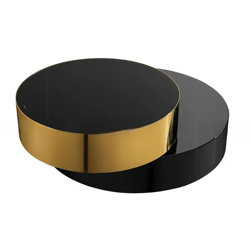 Designer round rotating coffee table modern home living room high sense light luxury Internet celebrity creative stainless