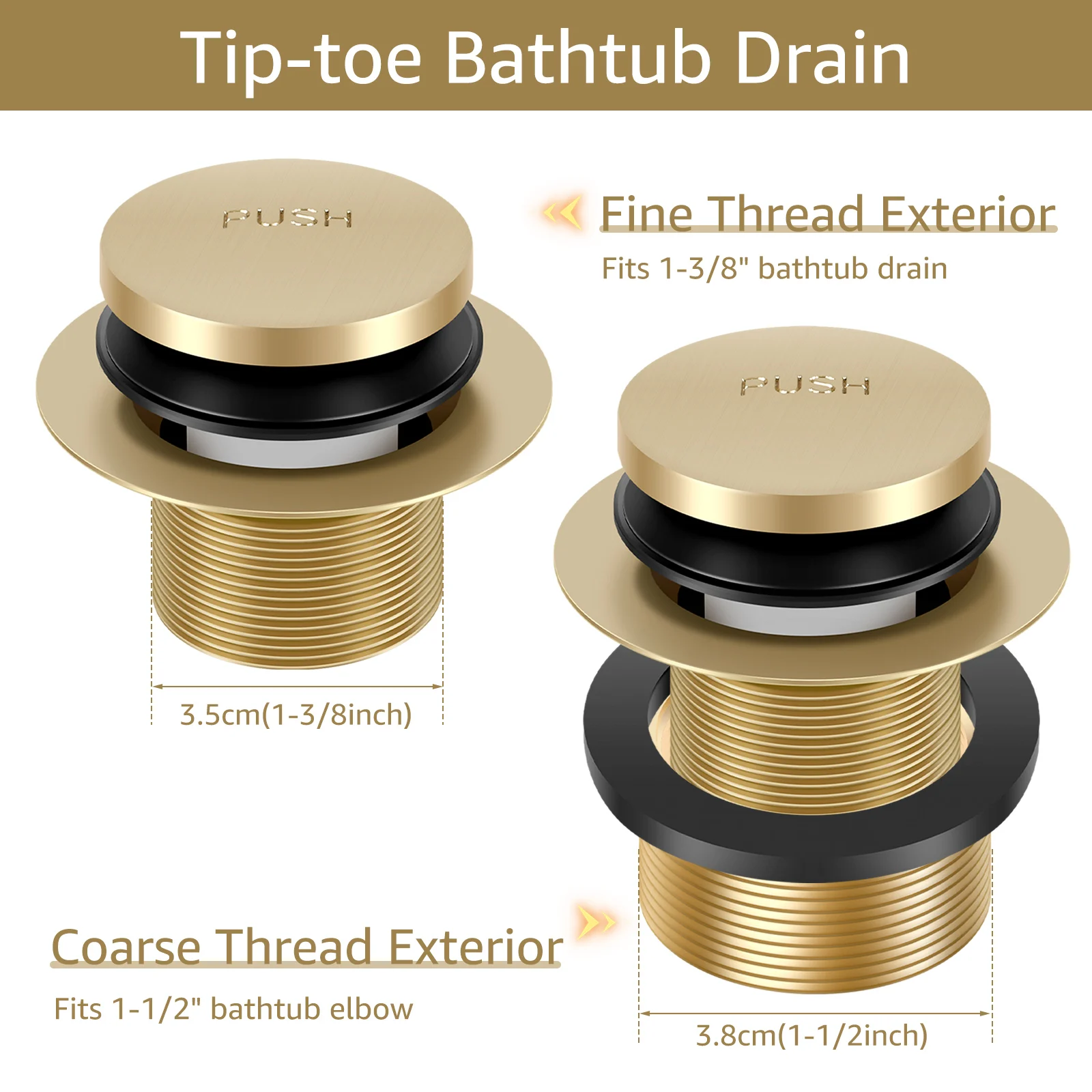 Bathtub Drain Trim Set Copper Tip-Toe Tub Drain Kit with Overflow Faceplate Sturdy Lift and Turn Tub Trim Replacement Kit