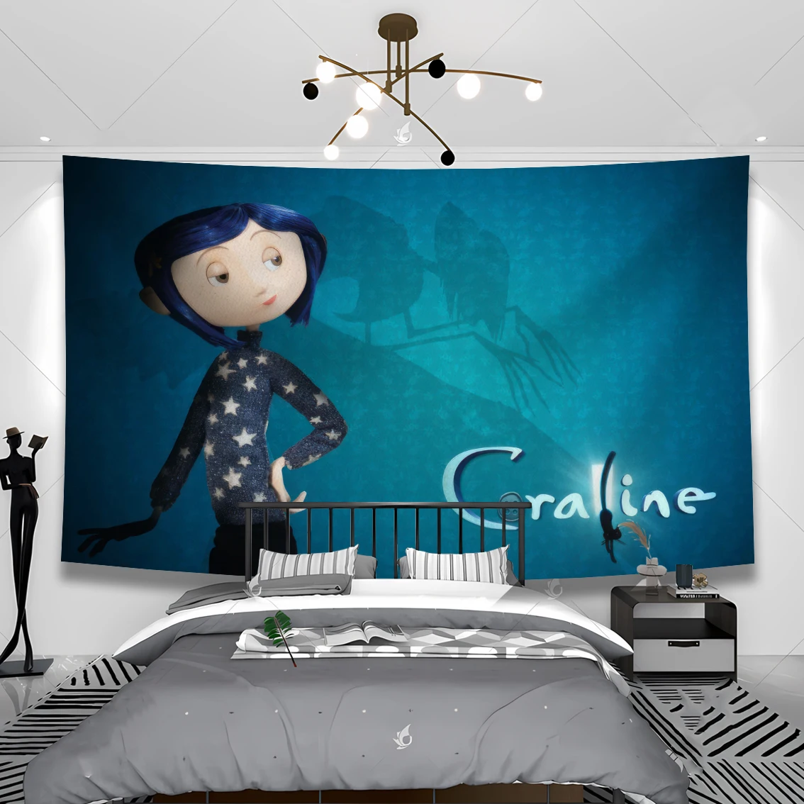 40X60CM Coraline Decorate Room Tapestry Wall Decoration Aesthetic Bedroom Sofa Blanket Polyester