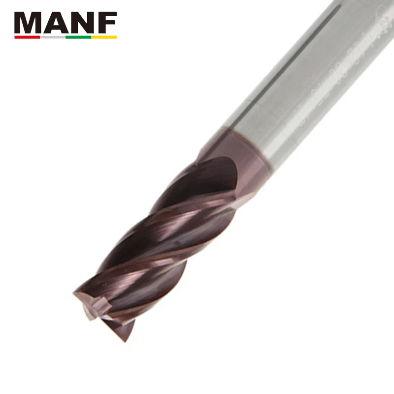 MANF HRC70 4 Flute 6mm 8mm 12mm  Hard Alloy Flat End Mill Good Wear Resistance Tungsten Steel Milling Cutters For Mold Machining