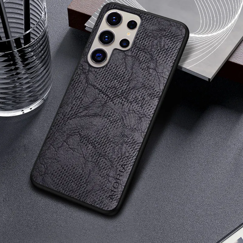 حافظة لهاتف سامسونج جالاكسي S25 S24 S23 S22 S21 S20 Ultra Plus Fe غطاء خلفي من الجلد لهاتف جالاكسي S25 Ultra