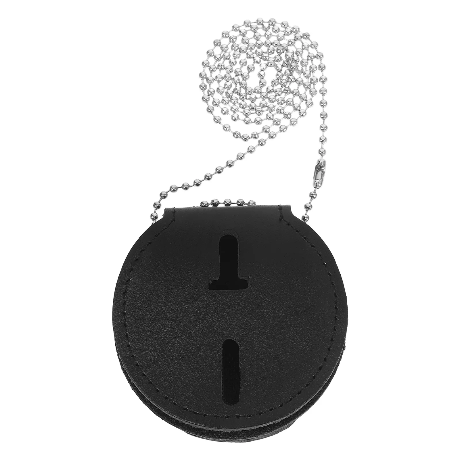 PU Id Badge Holder with Stationary Metal Clip and Neck Chain Multifunctional Badge Card Storage Holder for Office Security