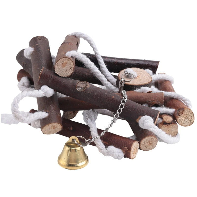 앵무새 걸이식 나무 씹는 장난감 코튼 로프 스윙 사다리 장난감, 새장 액세서리, 애완 동물 용품, 종 달린 씹는 인형